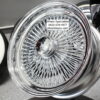 New 15x7" All Chrome 100 Spoke Standard Dish Triple Chrome True knockoff Wire Wheels Classic Style Complete Set of four (4) - Image 3