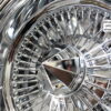 New 13x7" 72 Spoke Straight Lace All Chrome Deep Dish Reverse Knockoff Lowrider Wire Wheels Complete Set (4) - Image 4