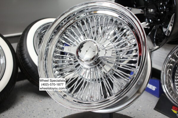 New 15x7" Standard All Chrome 72 Spoke True Knockoff Classic Antique Style Wire Wheels Complete Set (4)