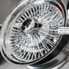 New 15x7" Standard All Chrome 72 Spoke True Knockoff Classic Antique Style Wire Wheels Complete Set (4) - Image 3