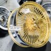 Single (1) 22x8" New All GOLD 150 Spoke Standard Lace True Knockoff Wire Wheel *NO HARDWARE JUST WHEEL* - Image 4