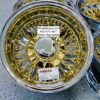 New 13x7" 24kt Gold and Chrome 72 Spoke Cross Lace True Knockoff Wire Wheels Complete Set of four (4) with Hex Hardware - Image 2