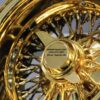 New 14x7" ALL GOLD 72 Spoke Cross lace True Knockoff Deep Dish Wire Spoke Wheels Complete set four (4) Lowrider, Classic, Hopper, Show Car - Image 5