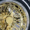 New 13" 24kt Gold & Chrome Deep Dish Cross Lace True Knockoff Wire Wheels and Whitewall Tire Package Complete set (4) ready to install - Image 4