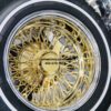 New 13" 24kt Gold & Chrome Deep Dish Cross Lace True Knockoff Wire Wheels and Whitewall Tire Package Complete set (4) ready to install - Image 5