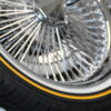 New Single (1) ONE 16x7" All Chrome 100 Spoke Standard Dish Triple Chrome True knockoff Wire Wheel SET WITH VOGUE WHITEWALL YELLOW GOLD STRIPE TIRE Classic Style Single - Image 7