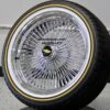 New 20" Chevrolet Chrome Knockoff Wire Wheel Set With Genuine Vogue Whitewall / Yellow Stripe Tires Complete Set (4) with Hardware - Image 5