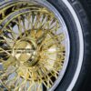 New 13" 24kt Gold & Chrome Deep Dish Cross Lace True Knockoff Wire Wheels and Whitewall Tire Package Complete set (4) ready to install - Image 7