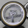 New 20" Buick Chrome Knockoff Wire Spoke Wheels and Whitewall / Yellow Vogue Tire Package Complete Set (4) with Hardware - Image 4