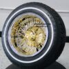 New 13" 24kt Gold & Chrome Deep Dish Cross Lace True Knockoff Wire Wheels and Whitewall Tire Package Complete set (4) ready to install - Image 8