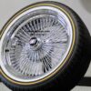 New 20" Buick Chrome Knockoff Wire Spoke Wheels and Whitewall / Yellow Vogue Tire Package Complete Set (4) with Hardware - Image 6