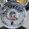 New 14x7" Deep Dish 72 Spoke Cross Lace Chrome Lowrider Knockoff Wire Wheels Set of four (4) with Hardware - Image 4