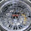 New Set (4) 14x7" 72 Spoke Cross Lace All Chrome Deep Dish Lowrider Wire Wheels and Whitewall Tires Set (4) complete with hardware - Image 5