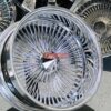 New 18" All Chrome Reverse " DEEP DISH" 100 Spoke True Knockoff Wire Wheel Set (4) Complete with Diamond Hardware - Image 3