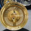 New Set (4) 15 X 7" 100 SPOKE 24KT ALL GOLD WIRE WHEELS STANDARD FIT COMPLETE SET (4) With Hardware - Image 6