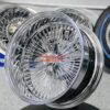 New 18" All Chrome Reverse " DEEP DISH" 100 Spoke True Knockoff Wire Wheel Set (4) Complete with 3 WING Hardware - Image 8