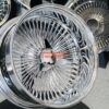 New 18" All Chrome Reverse " DEEP DISH" 100 Spoke True Knockoff Wire Wheel Set (4) Complete with 3 WING Hardware - Image 3