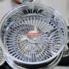 New 18" All Chrome Reverse " DEEP DISH" 100 Spoke True Knockoff Wire Wheel Set (4) Complete with 3 WING Hardware - Image 5