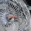 New 18" All Chrome Reverse " DEEP DISH" 100 Spoke True Knockoff Wire Wheel Set (4) Complete with Diamond Hardware - Image 2