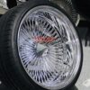 New Set (4) 18" All Chrome " DEEP DISH" Reverse 150 Spoke True Knockoff Wire Wheel & Low Profile Tires Set (4) Complete with Hardware - Image 3