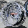 New 18" All Chrome Reverse " DEEP DISH" 100 Spoke True Knockoff Wire Wheel Set (4) Complete with Diamond Hardware - Image 8