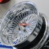 New 18" All Chrome Reverse " DEEP DISH" 100 Spoke True Knockoff Wire Wheel Set (4) Complete with Diamond Hardware - Image 7