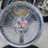 New 18" All Chrome Reverse " DEEP DISH" 100 Spoke True Knockoff Wire Wheel Set (4) Complete with 3 WING Hardware - Image 6