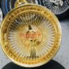 New Set (4) All GOLD 18" DEEP DISH 100 SPOKE KNOCKOFF WIRE WHEELS SET (4) WITH Spinners - Image 5