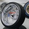 New Set (4) 18" All Chrome " DEEP DISH" Reverse 150 Spoke True Knockoff Wire Wheel & Low Profile Tires Set (4) Complete with Hardware - Image 9