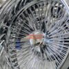 New 18" All Chrome Reverse " DEEP DISH" 100 Spoke True Knockoff Wire Wheel Set (4) Complete with 3 WING Hardware - Image 7