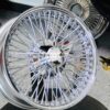 New 16 X 7" Bead Lace High Offset 72 Spoke Chrome Cross Lace Knockoff Front Wheel Drive Wire Wheels Complete set of four (4) with 3 wing Hardware - Image 3