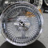 New 17x9" All Chrome Reverse " DEEP DISH" 100 Spoke True Knockoff Wire Wheel Set (4) Complete with 2 Wing Hardware - Image 8