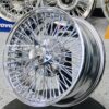 New 16 X 7" Bead Lace High Offset 72 Spoke Chrome Cross Lace Knockoff Front Wheel Drive Wire Wheels Complete set of four (4) with 3 wing Hardware - Image 9