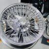 New 16 X 7" Bead Lace High Offset 72 Spoke Chrome Cross Lace Knockoff Front Wheel Drive Wire Wheels Complete set of four (4) with 3 wing Hardware - Image 6