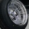 New Chrome 15x10" 90's Euro Style 5 Lug Genuine Mclean 80 Spoke Direct bolt Wire Wheels & LOW PROFILE TIRES Complete Set of four (4) 5X4.5 5X4.75 5X5 - Image 2