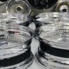 NEW 24 X 10" *STAGGERED DISH* 208 Spoke Chrome Rear Wheel Drive Knockoff Wire Wheels Set of Four (4) COMPLETE WITH 255-30-24 TIRES - Image 2