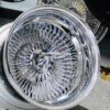 New 15 x 10 DEEP DISH ALL CHROME 100 SPOKE KNOCKOFF WIRE WHEELS SET (4) COMPLETE WITH BULLET HARDWARE - Image 3