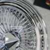 New 16x7" All Chrome 100 Spoke Standard Dish Triple Chrome True knockoff Wire Wheels Classic Style Complete Set of four (4) - Image 2