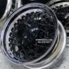 New Staggered HOTROD 15 x 8" & 15 x 10" McLean Direct Bolt Classic 52 Spoke Black & Chrome Wire Wheels Set of four (4) with Black Caps - Image 7