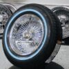 New 14x7" Deep Dish All Chrome 100 Spoke Lowrider Wire Wheel Set (4) With Whitewall Tire Package Complete Ready to install with 2 Wing Hardware - Image 8