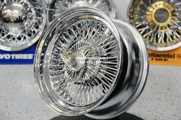 New 16x7" Genuine McLean 80 Spoke All Chrome Direct Bolt Wire Wheels Set (4) 5 lug patterns 5x4.5" 5x4.75" 5x5"