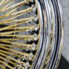 New 17" Chevrolet 24kt GOLD & Chrome 100 Spoke Standard Dish True knockoff Wire Wheels Classic Style Complete Set of four (4) With Hardware - Image 7