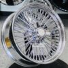 New Set (4) 18x8" Cross Lace All Chrome 72 Spoke Standard Dish Triple Chrome True knockoff Wire Wheels & 235-50-18 Blackwall Tires Classic Style Complete Set of four (4) - Image 7