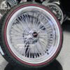 New GMC Cross Lace 20" Chrome 72 Spoke Knockoff Wire Wheels Vogue Red / Whitewall 245 40 20 Tire Package Complete Set of four (4) Classic Setup Ready to Install - Image 6