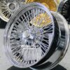 New Cross Lace 20x8" All Chrome 72 Spoke Standard True Knockoff Wire Wheels Complete Set of four (4) With 2 wing Hardware & Install Kit - Image 2