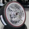 New GMC Cross Lace 20" Chrome 72 Spoke Knockoff Wire Wheels Vogue Red / Whitewall 245 40 20 Tire Package Complete Set of four (4) Classic Setup Ready to Install - Image 8