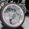 New Cadillac Cross Lace 20" Chrome 72 Spoke Knockoff Wire Wheels Vogue Red / Whitewall 245 40 20 Tire Package Complete Set of four (4) Classic Setup Ready to Install - Image 6