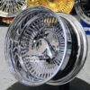 New 13x7" 80 Spoke All Chrome 5 lug Direct Bolt Reverse Deep Dish Wire Spoke Wheel Single (1) - Image 7