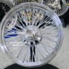 New Cross Lace 20x8" All Chrome 72 Spoke Standard True Knockoff Wire Wheels Complete Set of four (4) With 2 wing Hardware & Install Kit - Image 4