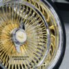 NEW 17 X 9" 24KT GOLD & CHROME DEEP DISH 100 SPOKE KNOCKOFF WIRE WHEELS & Low Profile Tires SET (4) WITH 2 WING HARDWARE - Image 8